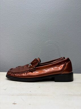 Bally Bronze Mettalic Patent Leather Loafers Size 6.5